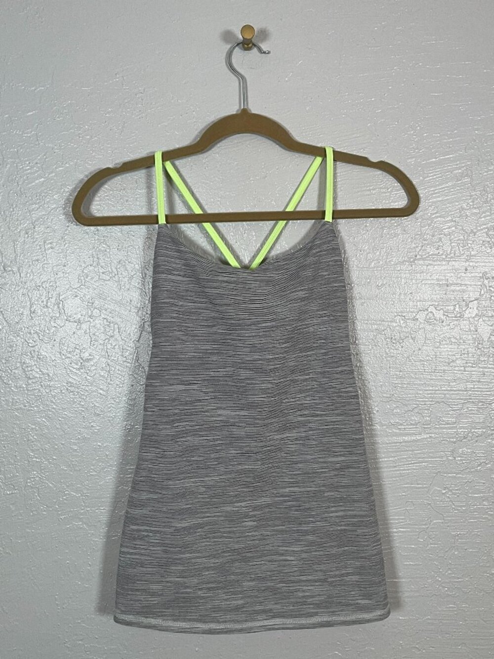 Lululemon Women 4 Dancing Warrior Tank Space Dye Grey Mint Green Strappy Back